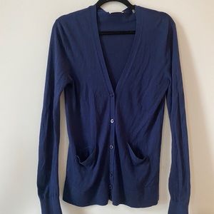 Equipment Navy Silk Cashmere Cardigan Sweater S